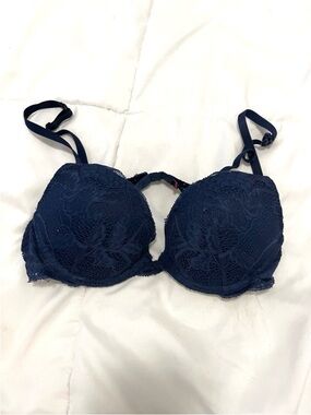 La Senza 32B Navy Blue Lace Push-Up Bra